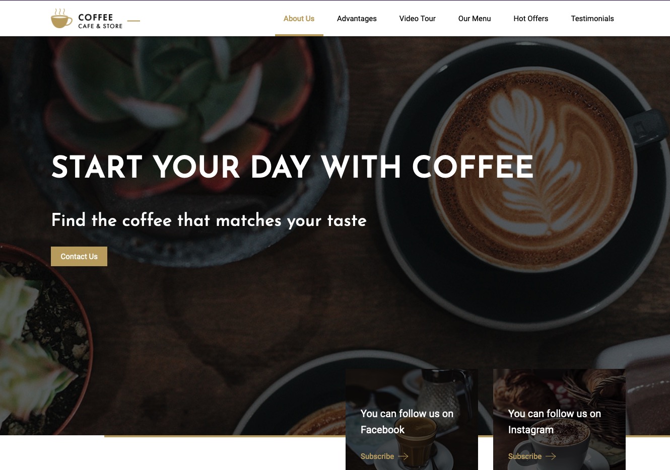 Coffee landing page template